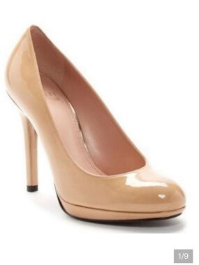Stuart Weitzman Platswoon Nude Patent Stiletto Heels Pumps 7 M